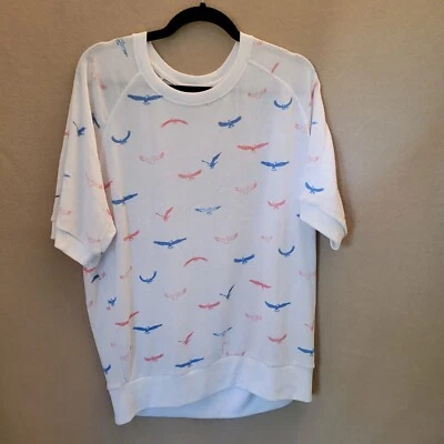 Suéter de mujer LuLaRoe rojo blanco azul tejido águila manga corta talla XL cintura Foto 1 de 4