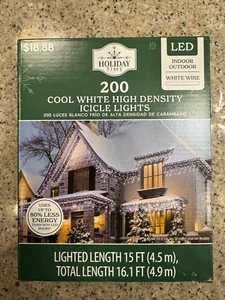 Holiday Time - 200 Cool White LED High Density Icicle Lights White Wire NEW! - Picture 1 of 1