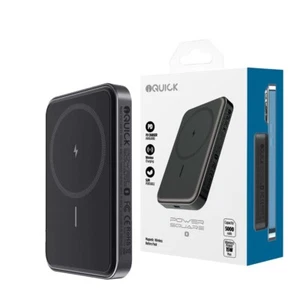 iQuick POWER SQUARE 0 Magnetic Wireless Charging Power Bank 5000mAh 15W-Black - Picture 1 of 9