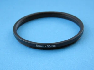 58mm to 55mm Stepping Step Down Ring Camera Lens Filter Adapter Ring 58-55mm - Picture 1 of 2