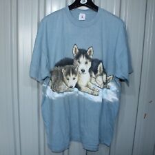 Vintage Siberian Husky T Shirt  - XL Blue - Single Stitch Graphic Print Delta
