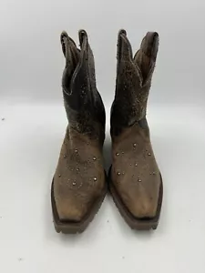 Womens Brown Studded Beaded Mid Leather Ariat Boots size 7 SAMPLE NOT FOR RESALE - Picture 1 of 22