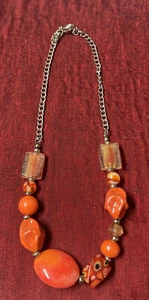 VTG ESTEE LAUDER LARGE Chunky ORANGE BEADED Necklace - Picture 1 of 3