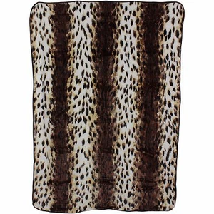 Leopard Print College Covers 63 x 86 Soft Raschel Plush Throw Blanket - Picture 1 of 7