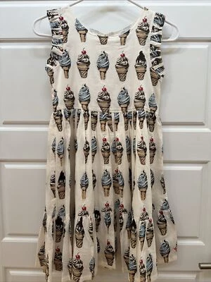 Vestido Rosa Pollo Niñas Multicolor Usado en Excelente Condición Talla 10 Helado Foto 1 de 4