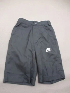 NIKE Size S Boys BLK Drawstring Zip Fly Pocket Snap Lightweight Sports Capri 952 - Picture 1 of 5