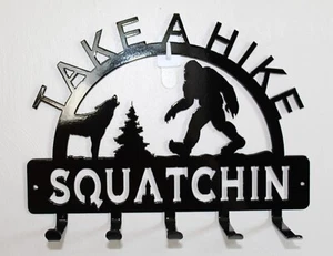 BIGFOOT and WOLF Key Holder Rack 5 Hooks Wall Hanger Keyholder Plasma Metal Art - Picture 1 of 3