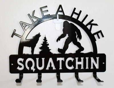 BIGFOOT and WOLF Key Holder Rack 5 Hooks Wall Hanger Keyholder Plasma Metal Art - Image 1 of 3