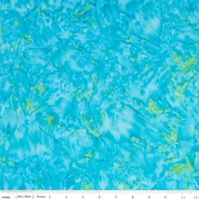 TURQUOISE Batik 8 yd Hand Dye Fabric Riley Blake Green BUY the BOLT #BTHH227 - Image 1 of 2