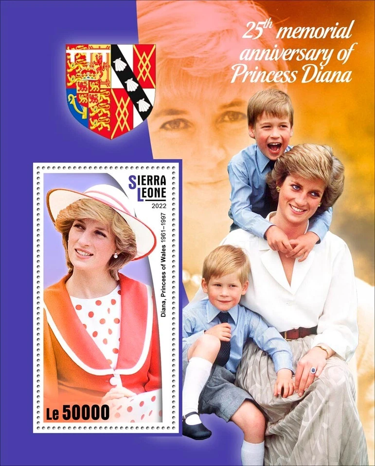 Estampillas de Sierra Leona 2022 MNH 25 aniversario conmemorativo de la princesa Diana S/S Foto 1 de 1