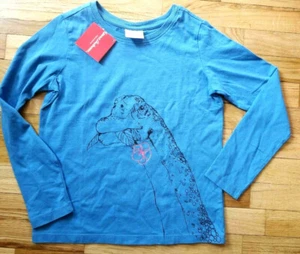 NWT HANNA ANDERSSON BLUE SHINY FLOWER DINOSAUR LONG SLEEVE TOP SHIRT 140 10 - Picture 1 of 3