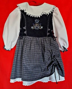 DRESS VINTAGE TRACHT OKTOBERFEST DIRNDL TYROL  PLAID GIRL SET-SIZE:US2/EU 86/92 - Picture 1 of 6