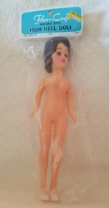 Fiber-Craft Moving Eyes High Heeled Doll 8.25" Tall Hong Kong Never Opened - Picture 1 of 6