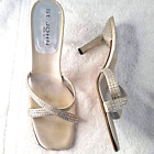 St. John Women 10B Slide Sandal Silver Italy Crystals Sculpture 3.5 Heel 