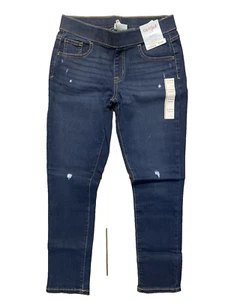 Cat & Jack Girls 12 Plus Mid-Rise Pull On Jeggings Denim Dark Wash - Picture 1 of 3
