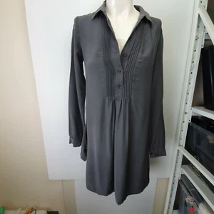 Witchery Womens Grey Silk Collared Tunic Blouse Sz 6 - Picture 1 of 8