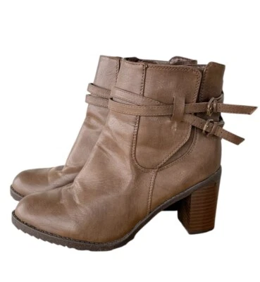 Diba Brown Faux Leather Ankle Heeled Boots Size 8M - Image 1 of 4