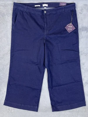 New Ava And Viv Jeans Womens 26W Plus Blue Dark Wash High Rise Wide Leg Relaxed  - Image 1 of 4
