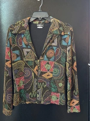 Elegante, elegante, cabeza girando, vintage hey 90s Libra Usable Arte Chaqueta Geométrica Foto 1 de 4