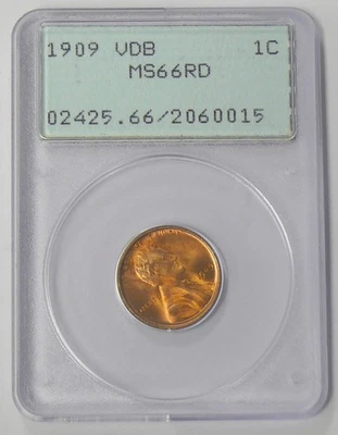1909 VDB MS-66 RD LINCOLN CENT OLD HOLDER PCGS - VERY NICE COIN, SEE PICTURES - Image 1 of 4