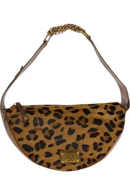 Sharif Legacy Caviar Snake and Haircalf Leather Chain Hobo Leopard - Image 1 of 2