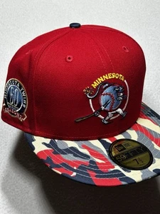 Minnesota Twins New Era 59FIFTY Fitted Hat Size 7 1/2 Cap 60 Season Bomb Camo - Picture 1 of 10