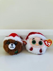 TY BEANIE BALLS KRIS SANTA AND PUDDING BRAND NEW + TAGS CHRISTMAS PUFFIES - Picture 1 of 1