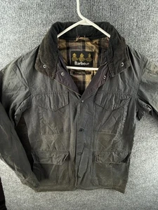 Barbour Tailored Sapper Blue Waxed Jacket Men Full Zip Small Cargo Adult - Picture 1 of 24