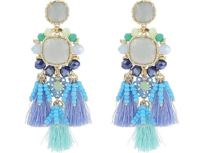 Pendientes colgantes Lilly Pulitzer W1226 para mujer azules con múltiples borlas junto al agua Foto 1 de 4