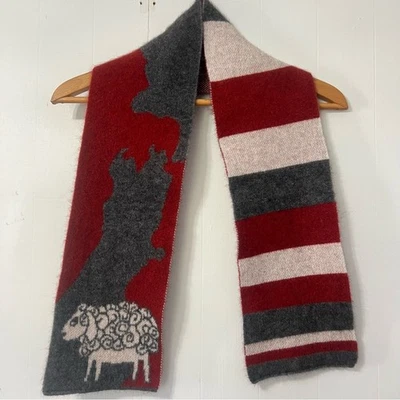 Possumdown Red and Gray Merino Wool Possum Blend Striped Sheep Warm Cozy Scarf - Image 1 of 4