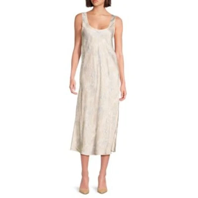 VINCE Ivory Gray Marble Print Lightweight Sleeveless Midi Slip Dress Size Large - image 1 of 4