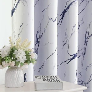 100% Blackout Curtains 84 Inch Length 2 Panels Set Marble Designs Printed Drapes - Picture 1 of 9
