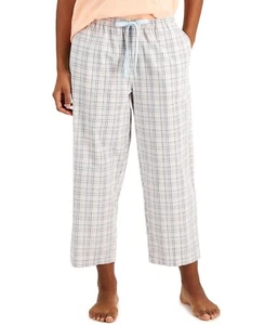 Charter Club Cotton Cropped Woven Pajama Pants Womens XXL Elastic Waist Plaid - Picture 1 of 12