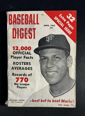 Baseball Digest Magazine April 1962 Orlando Cepeda San Francisco Giants - Image 1 of 2