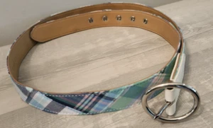 Talbots Women Sz L Multicolor Plaid Patchwork Adjustable Buckle Belt NWT - Picture 1 of 6