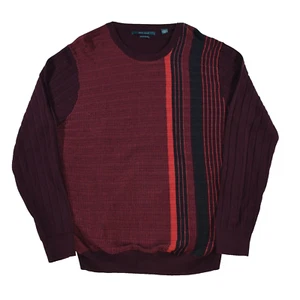 NEW Perry Ellis Men's 2XL Crewneck Sweater Purple Maroon Stripe Cotton Modal - Picture 1 of 13