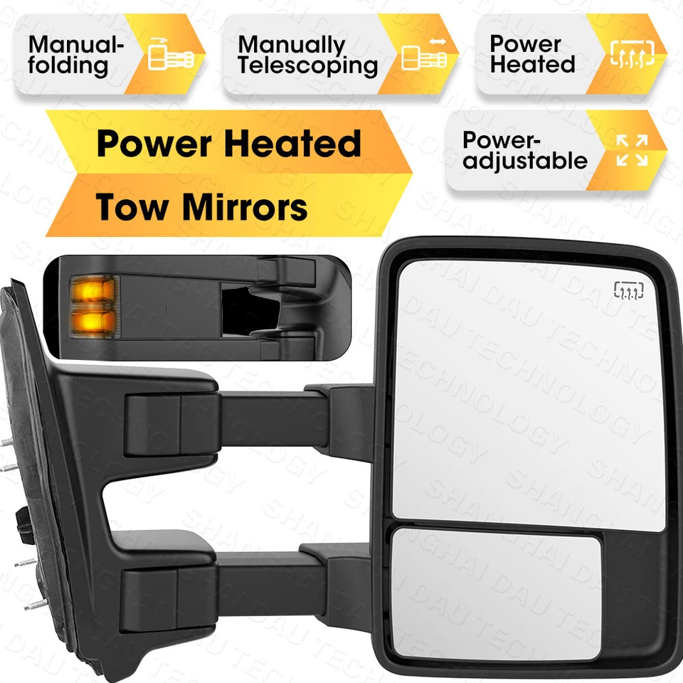 Пара зеркал буксировки с электроприводом подогревом для 2008-2016 Ford F250 F350 F450 F550 Super Duty - Изображение 1 из 4