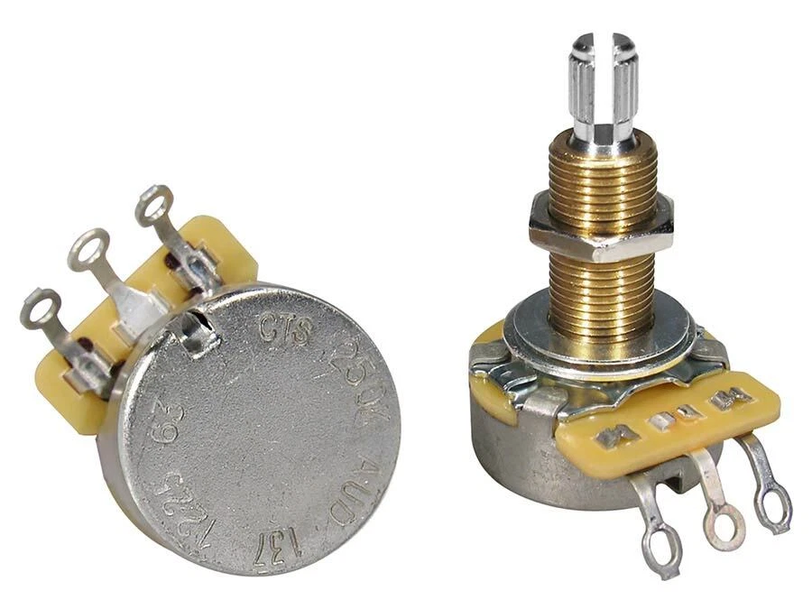5-Pack 500K Reverse Log Audio Pots - 16mm PCB Mount Potentiometer