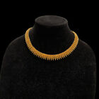 Vintage Choker Necklace Statement Collar Yellow Goldtone Metal Chain Jewelry