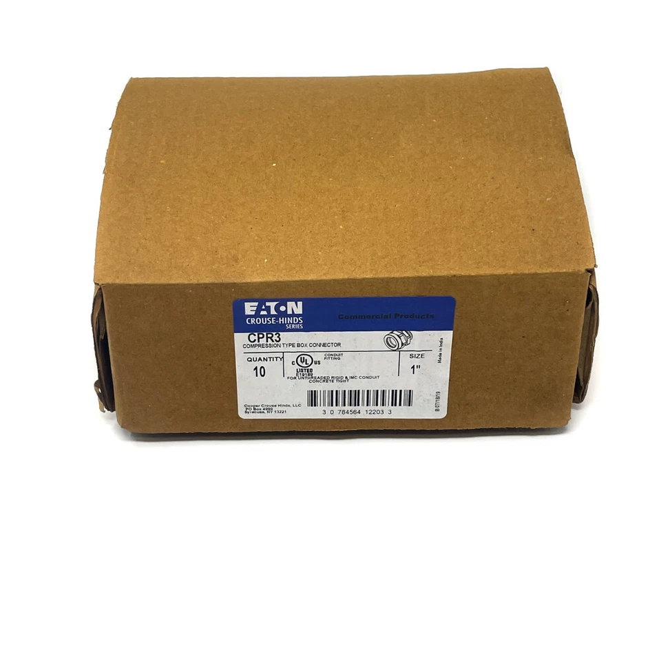 Pack of 10 - Eaton Crouse Hinds CPR3 Compression Type 1 inch Box Connector - Image 1 of 4
