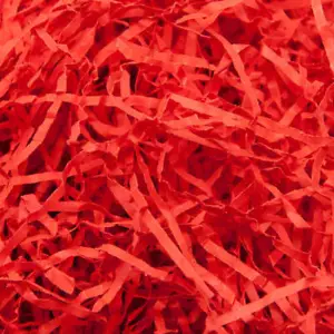 100g RED FINE CUT SHREDDED HAMPER PAPER GIFT PACKAGING CHRISTMAS FESTIVE FILLER - Picture 1 of 3