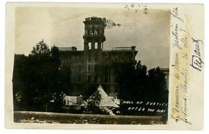 San Francisco CA - HALL OF JUSTICE-AFTER 1906 EARTHQUAKE & FIRE- RPPC Postcard - Bild 1 von 2