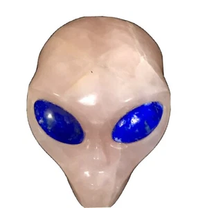 Kristall Alien Kopf/Totenkopf, über 4" GROSS, Rosenquarz Lapis Augen - Bild 1 von 7