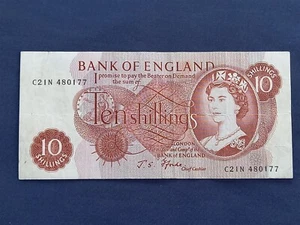 1960's J S FFORDE 10/- TEN SHILLING NOTE SERIAL NO. C21N - Picture 1 of 3