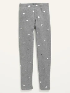 New Old Navy Girl Leggings Gray Silver Hearts L,Xl,XXL - Picture 1 of 4