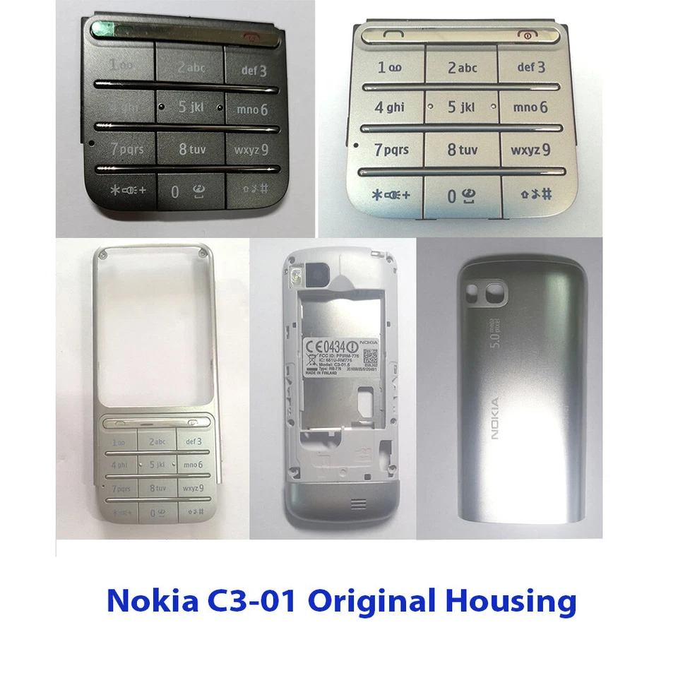 100% Genuine Original Nokia C3-01, 301 Keypad, BackCover, Middle Fascia Housing - Image 1 of 1