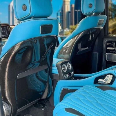 2 piezas embellecedores traseros de asiento de coche de fibra de carbono seca para Mercedes Benz W464 G500 G63AMG Foto 1 de 4