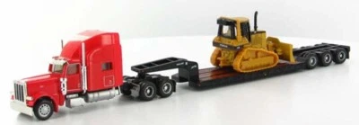 Norscot HO Peterbilt 389 Red w Trail King Trl w CAT D5M Track-Type Tractor New - Image 1 of 2