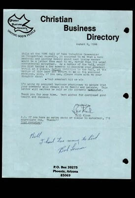 FAN LETTER RESPONSE - HOF BOB LEMON RE: GREATEST THRILL, BAS CERTIFIED - Image 1 of 2