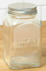 Glass Kitchen Canisters Pantry Labeled Jars Coffee Sugar Tea Vintage Look NEW